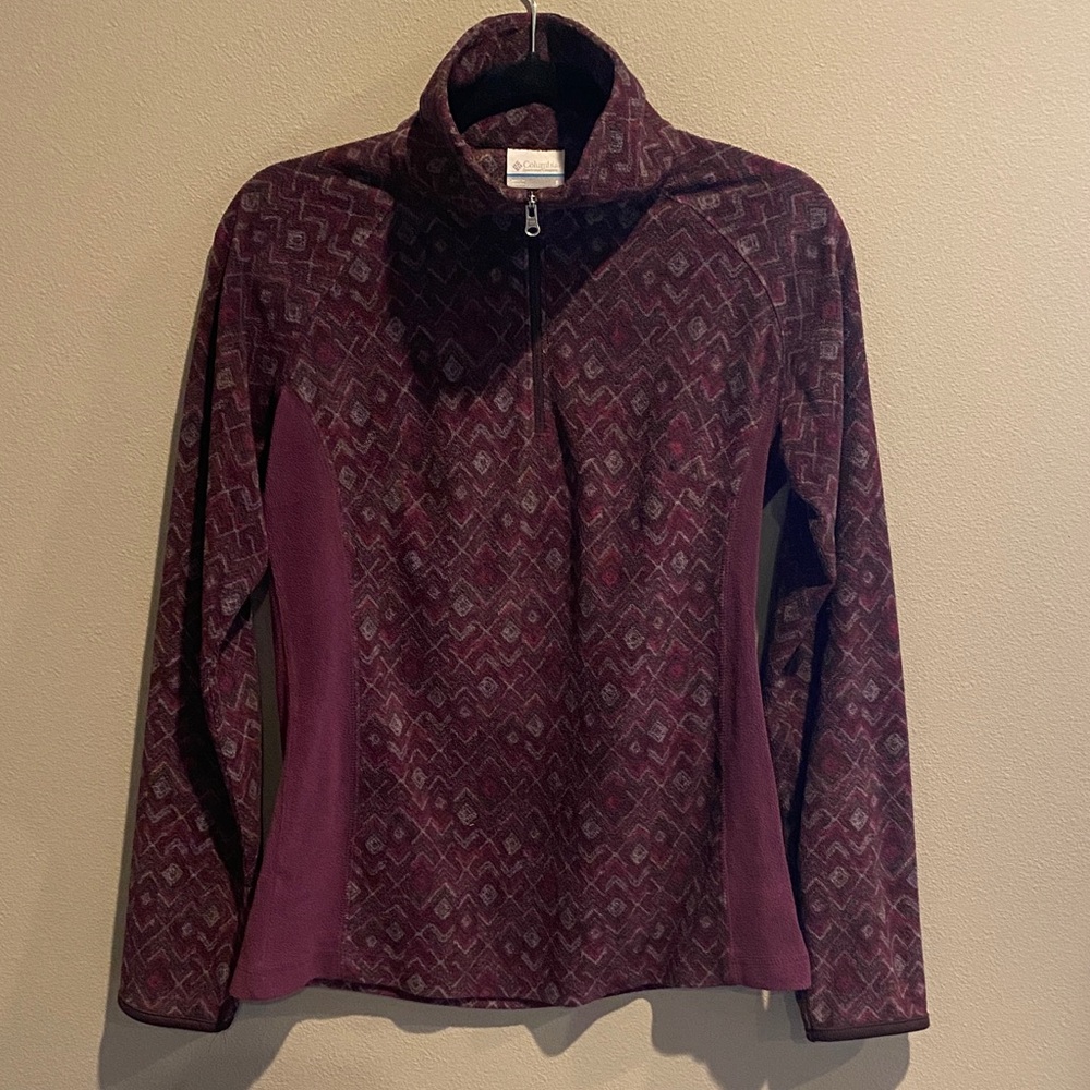 Columbia Maroon Geometric Fleece 1/4 Zip